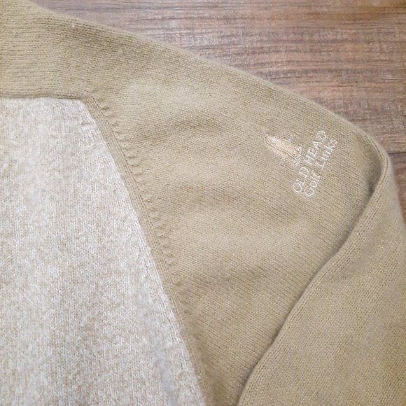 Peter Scott Old Head Golf Links Sweater men's 44 wool angora argyle tan Scotland - Picture 3 of 10